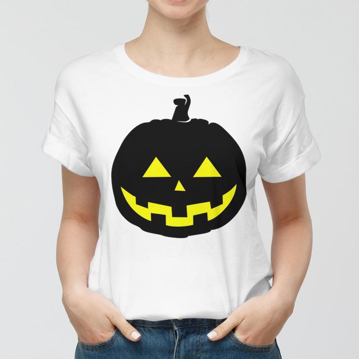 Happy Halloween Scary Black Pumpkin Pattern Women T-shirt