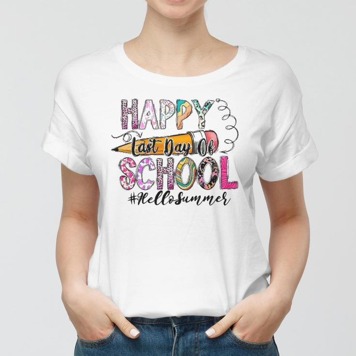 Happy Last Day Of School Teacher Student Graduation Leopard Women T-shirt