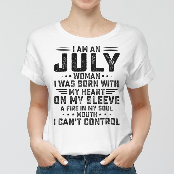 I Am An July Woman I Was Born With My Heart On My Sleevepng V2 Women T-shirt