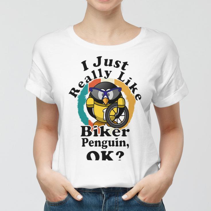 I Really Like Biker Penguin Ok Women T-shirt