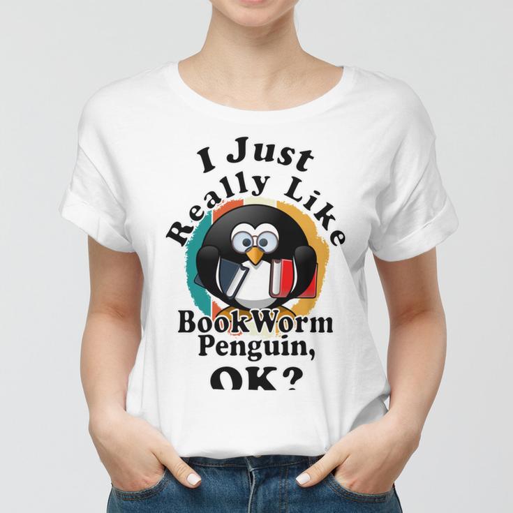 I Really Like Book Worm Penguin Ok Women T-shirt