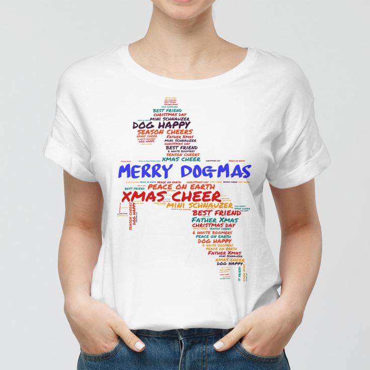 Merry Dog-Mas Miniature Schnauzer Women T-shirt