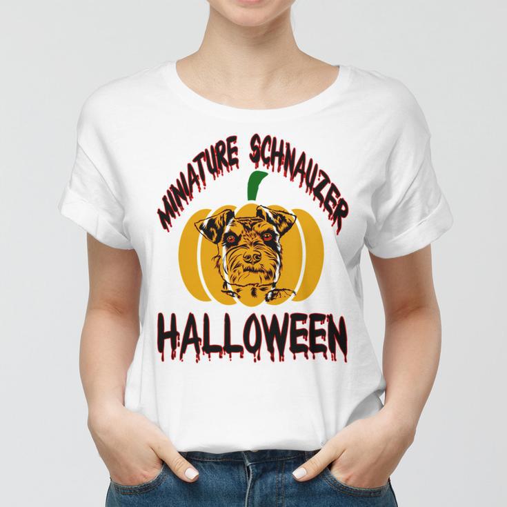 Miniature Schnauzer Halloween On All Hallows Night Women T-shirt