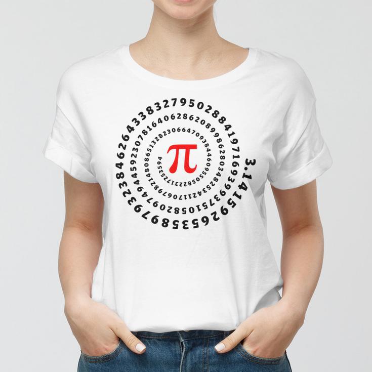 Pi Π Spiral Science Mathematics Math Irrational Number Sequence Women T-shirt