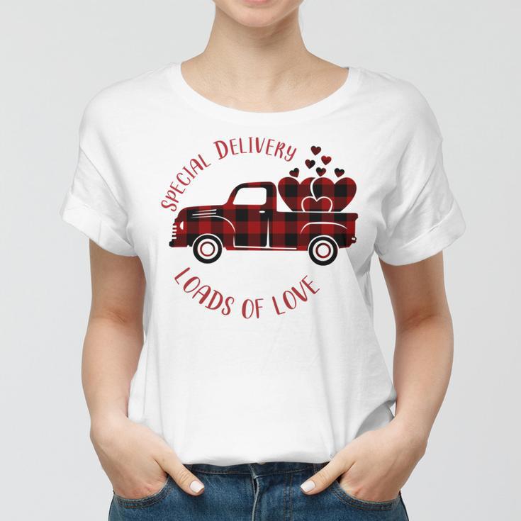 Special Delivery Valentines Car Red Plaid Women T-shirt