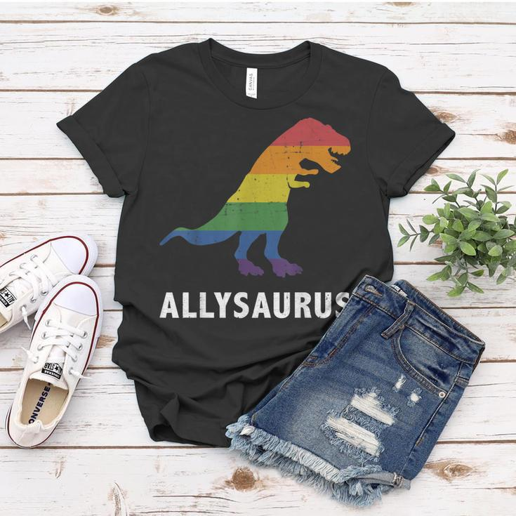 Allysaurus Dinosaur In Rainbow Flag For Ally Lgbt Pride Women T-shirt Unique Gifts