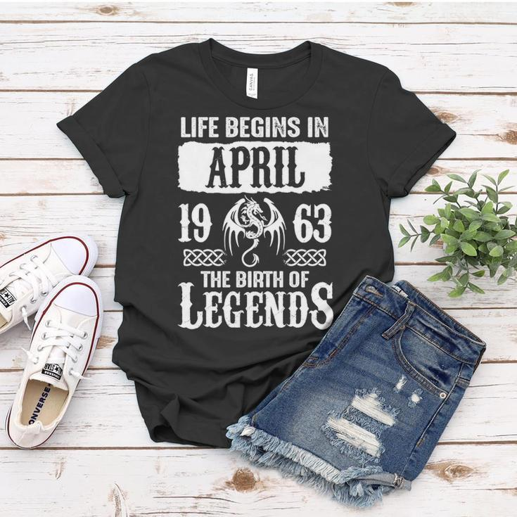 April 1963 Birthday Life Begins In April 1963 Women T-shirt Funny Gifts