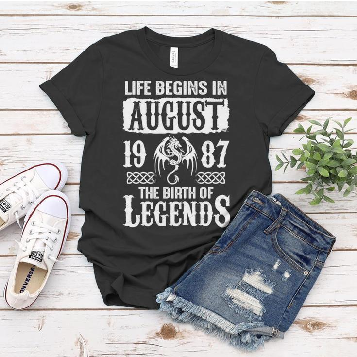 August 1987 Birthday Life Begins In August 1987 Women T-shirt Funny Gifts