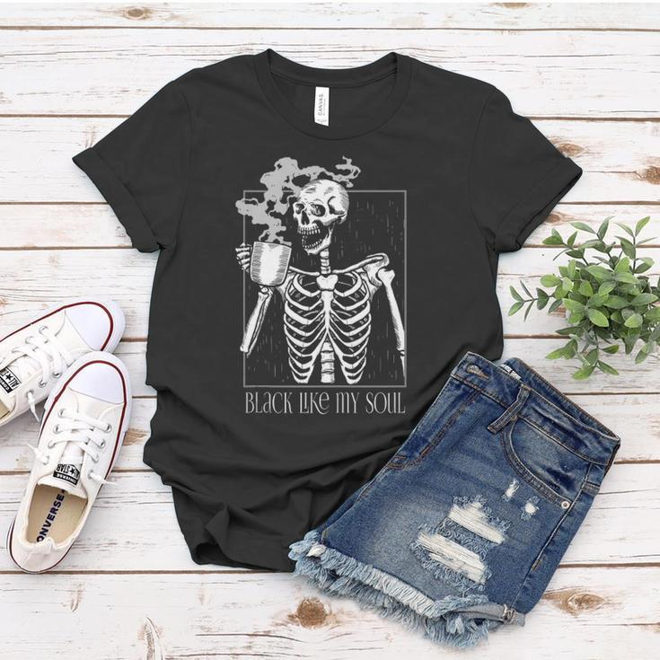 Black Coffee Like My Soul Skeleton Funny Java Or Die Women T-shirt Unique Gifts
