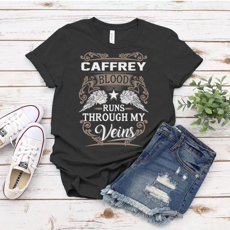 Caffrey Name Gift Caffrey Blood Runs Through My Veins Women T-shirt Funny Gifts