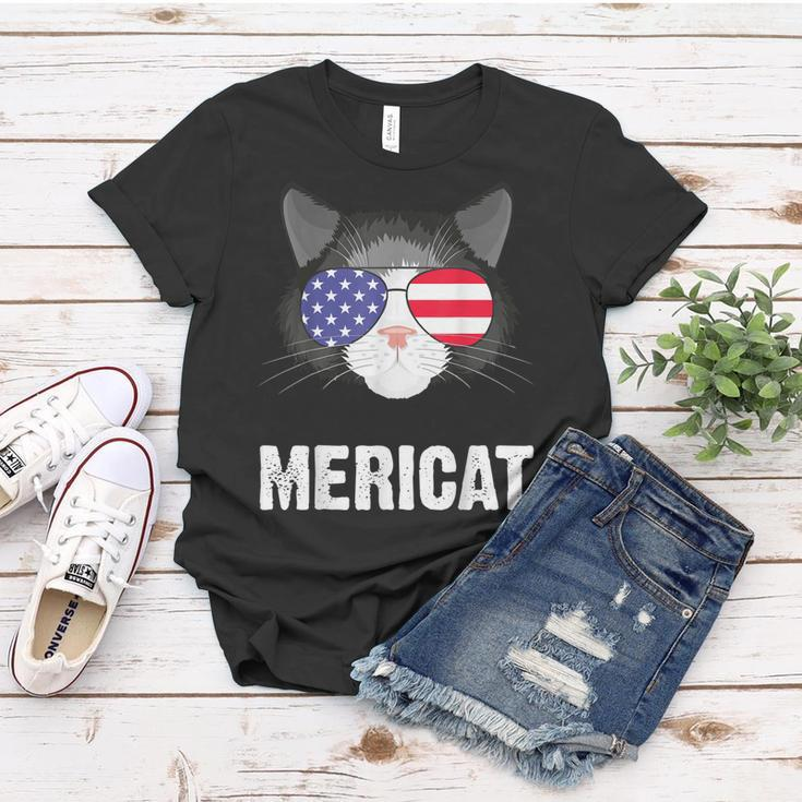 Cat American Flag Independence Day Mericat 4Th Of July Women T-shirt Funny Gifts