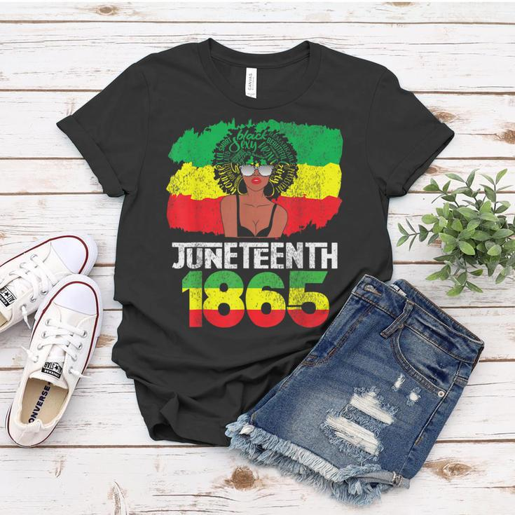 Celebrate Juneteenth Messy Bun Black Women 1865 Women T-shirt Unique Gifts
