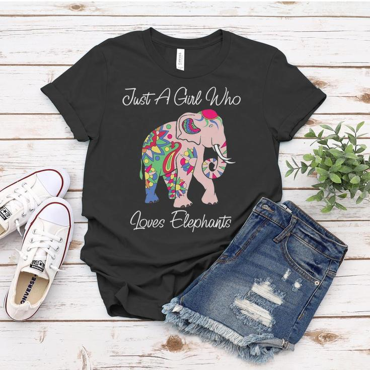Cute Elephant Floral Themed Novelty Gift For Animal Lovers Women T-shirt Unique Gifts