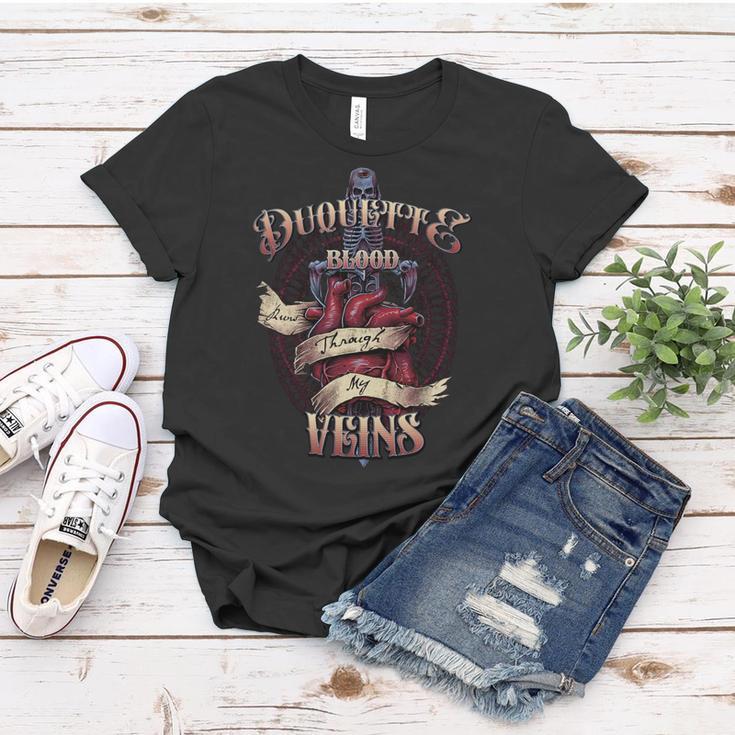 Duquette Blood Runs Through My Veins Name Women T-shirt Unique Gifts