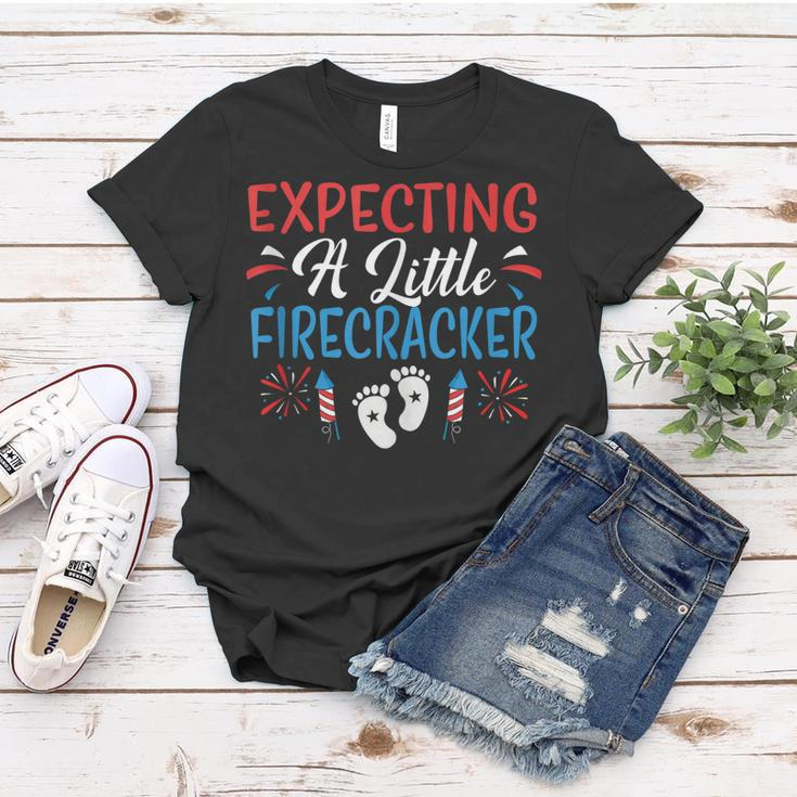 Expecting A Little Firecracker 4Th Of July Pregnancy Baby Women T-shirt Funny Gifts