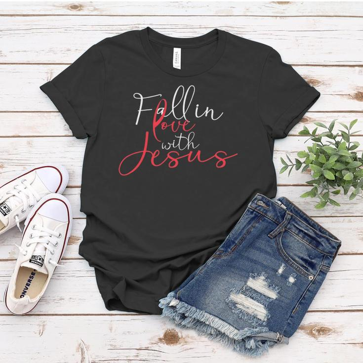 Fall In Love With Jesus Religious Prayer Believer Bible Gift Women T-shirt Unique Gifts