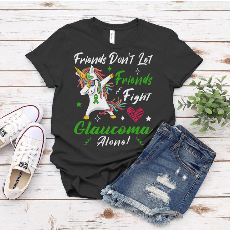 Friends Dont Let Friends Fight Glaucoma Alone Unicorn Green Ribbon Glaucoma Glaucoma Awareness Women T-shirt Funny Gifts