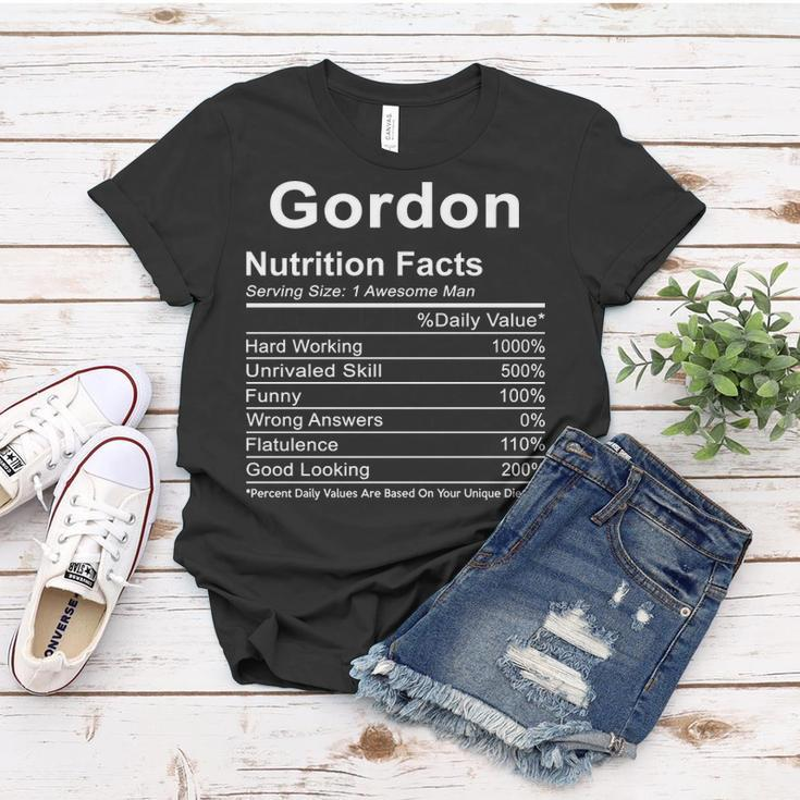 Gordon Name Funny Gift Gordon Nutrition Facts Women T-shirt Funny Gifts