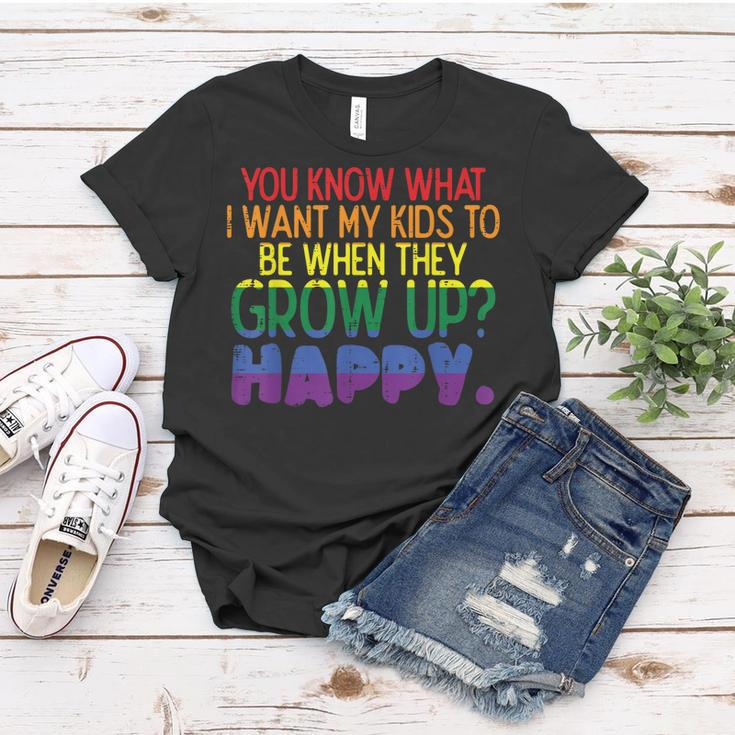 Happy Kids When Grow Up Parent Gay Pride Ally Lgbtq Month Women T-shirt Funny Gifts