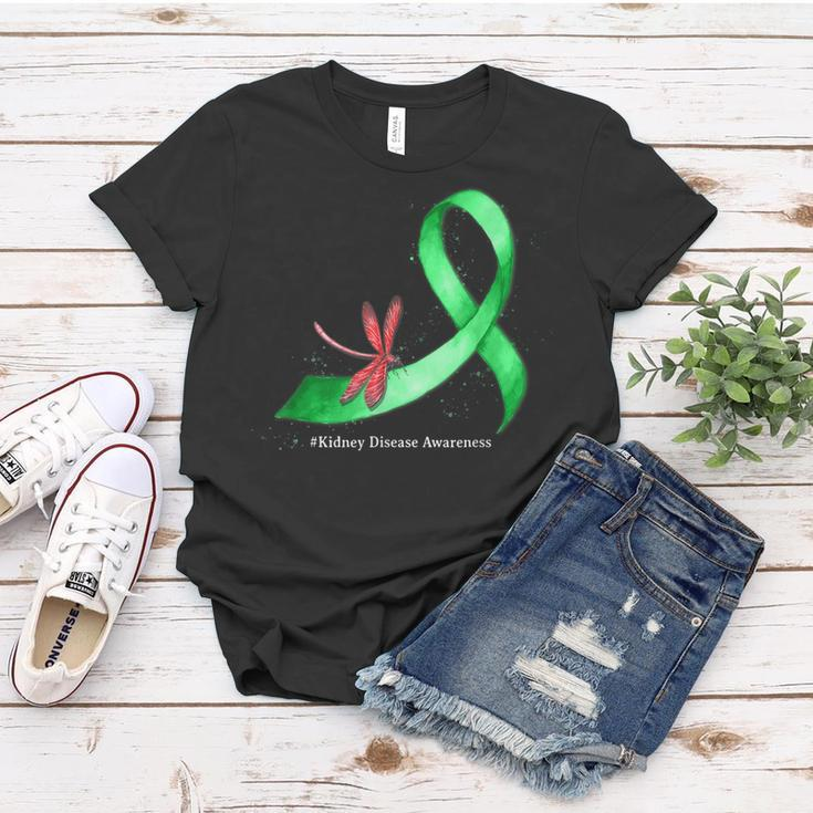 Hippie Dragonfly Green Ribbon Kidney Disease Awareness Women T-shirt Funny Gifts
