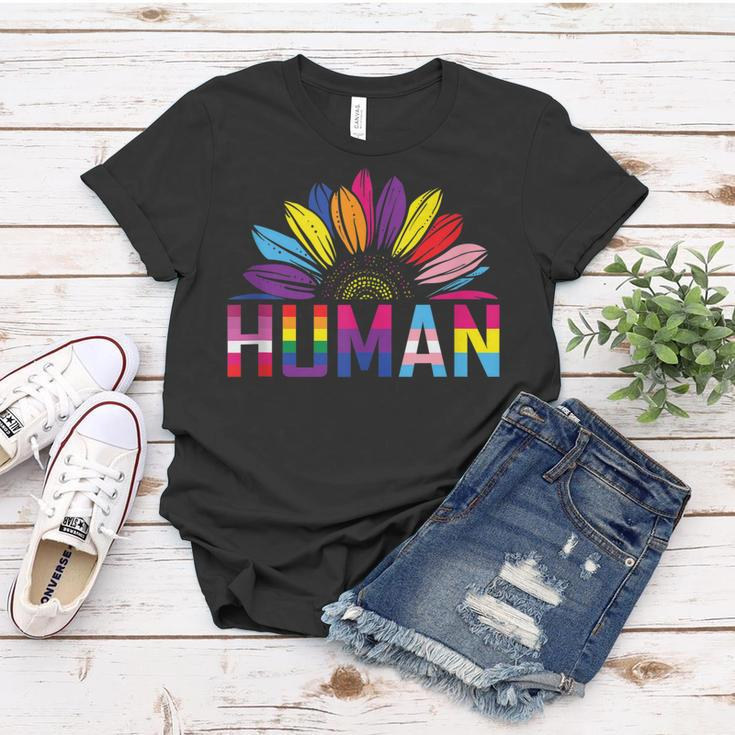 Human Lgbtq Month Pride Sunflower Women T-shirt Unique Gifts