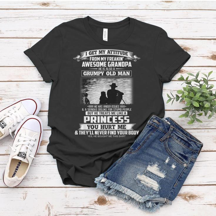 I Get My Attitude From My Freakin Awesome Grandpa Grandkids Women T-shirt Funny Gifts