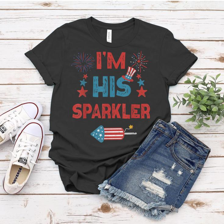 Im His Sparkler 4Th Of July Fireworks Matching Couples Women T-shirt Funny Gifts