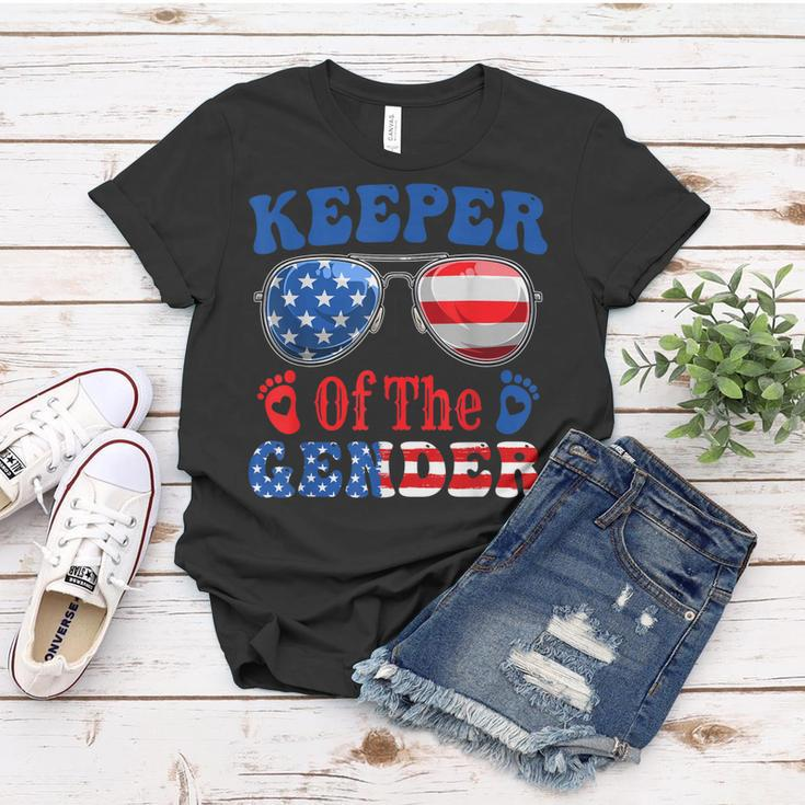 Keeper Of The Gender 4Th Of July Baby Gender Reveal Women T-shirt Unique Gifts