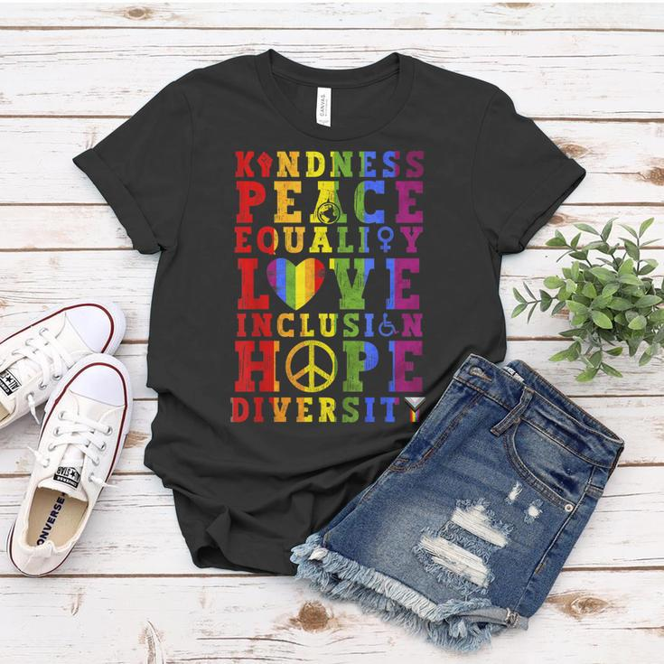 Kindness Equality Love Lgbtq Rainbow Flag Gay Pride Month Women T-shirt Unique Gifts