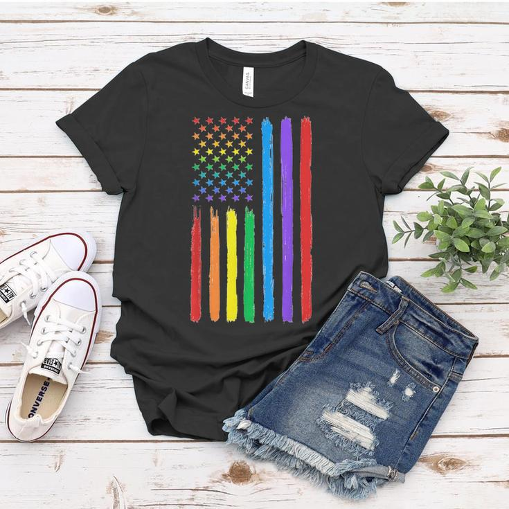 Lgbtq American Flag Pride Rainbow Gay Lesbian Bi Transgender Women T-shirt Unique Gifts