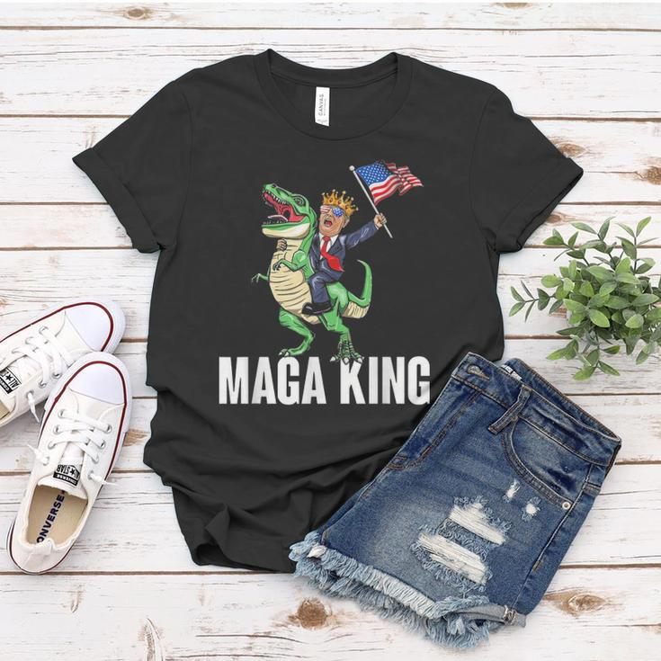 Maga King Trump Riding Dinosaur Women T-shirt Unique Gifts