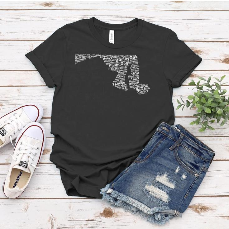 Maryland Breweries Word Art Maryland Map Women T-shirt Unique Gifts