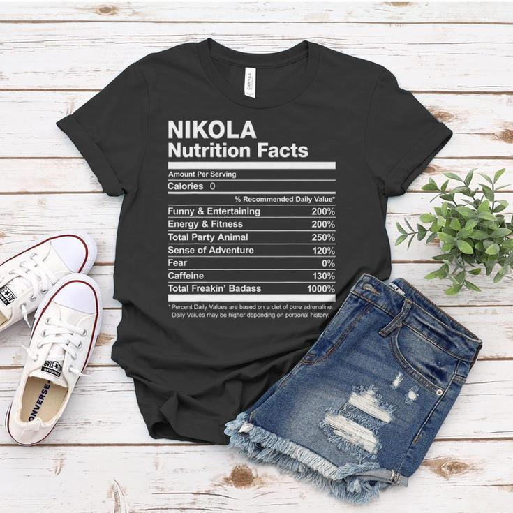 Nikola Nutrition Facts Name Family Funny Women T-shirt Unique Gifts