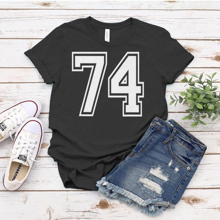 Number 74 Birthday 74Th Sports Player Team Numbered Jersey Women T-shirt Unique Gifts