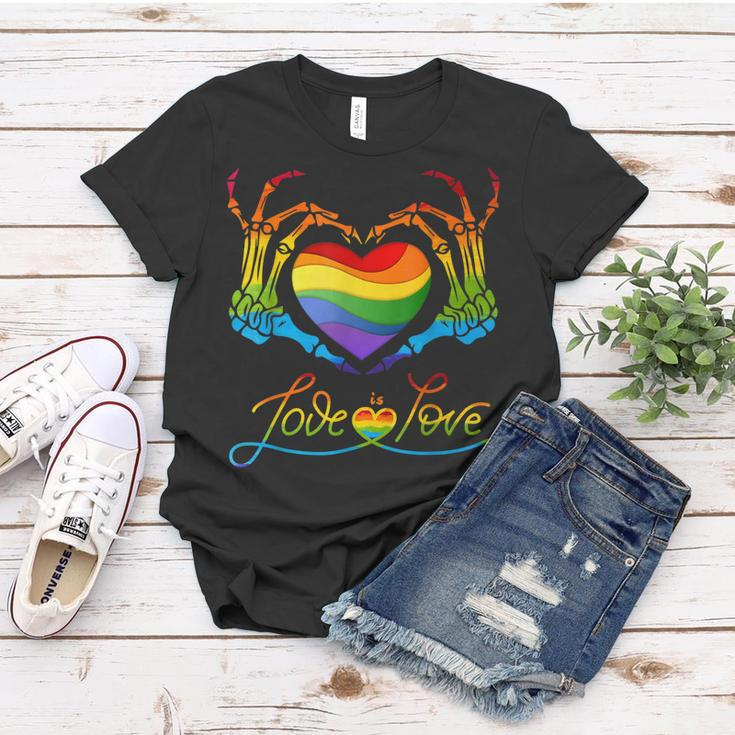 Rainbow Heart Skeleton Love Is Love Lgbt Gay Lesbian Pride Women T-shirt Unique Gifts