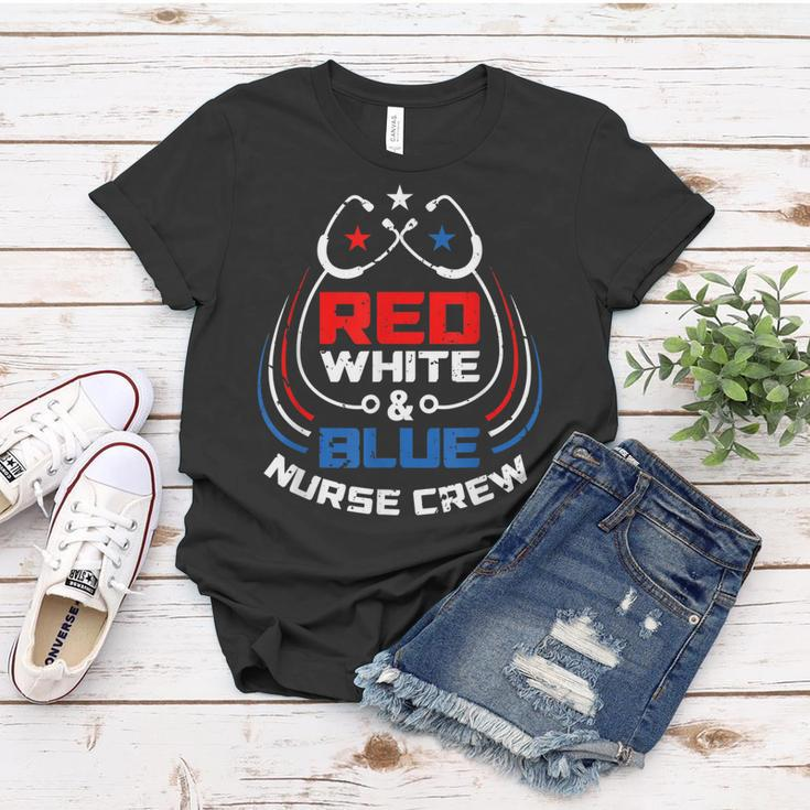 Red White & Blue Nurse Crew American Pride 4Th Of July Women T-shirt Funny Gifts