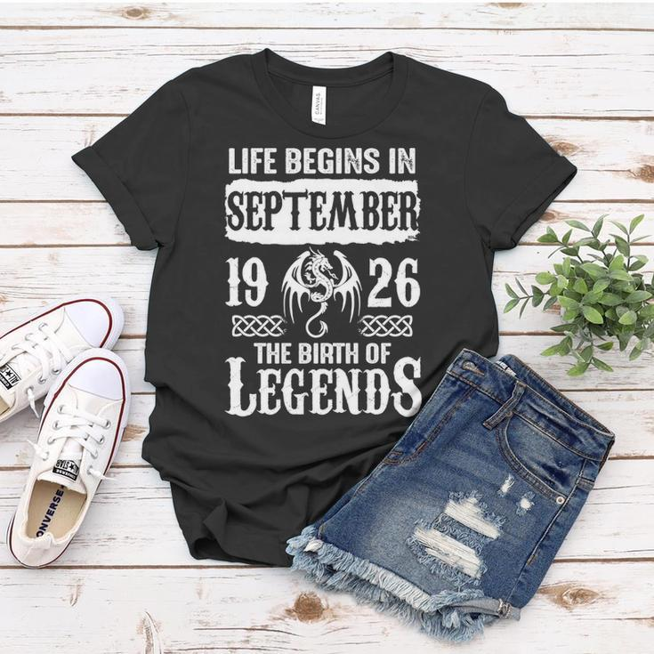 September 1926 Birthday Life Begins In September 1926 Women T-shirt Funny Gifts