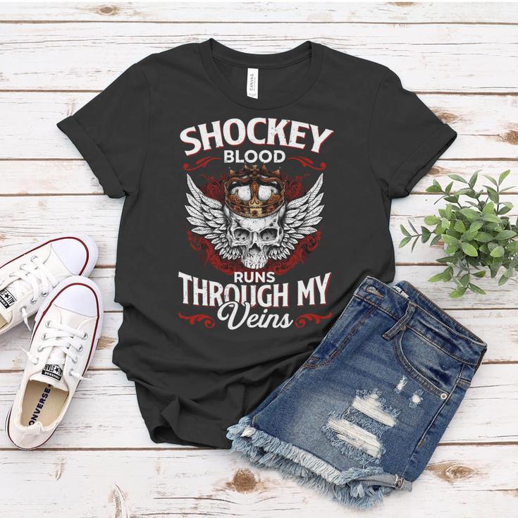 Shockey Blood Runs Through My Veins Name Women T-shirt Unique Gifts