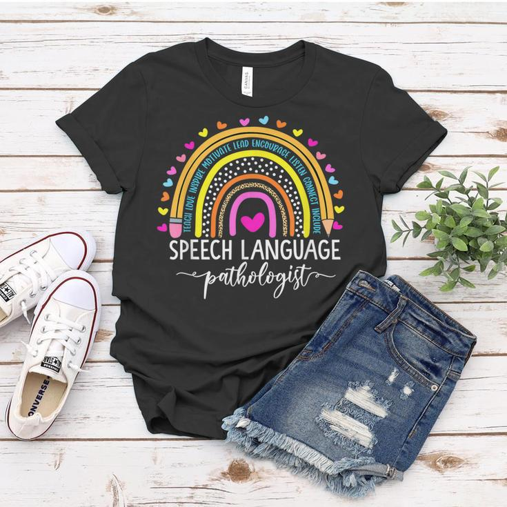 Speech Language Pathologist Rainbow Speech Therapy Gift Slp V2 Women T-shirt Unique Gifts