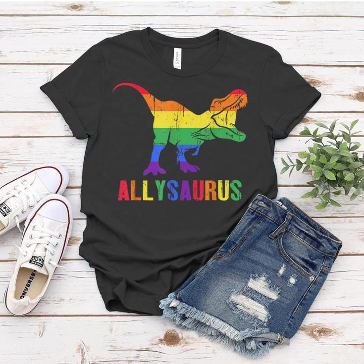 T Rex Dinosaur Lgbt Gay Pride Flag Allysaurus Ally Women T-shirt Unique Gifts