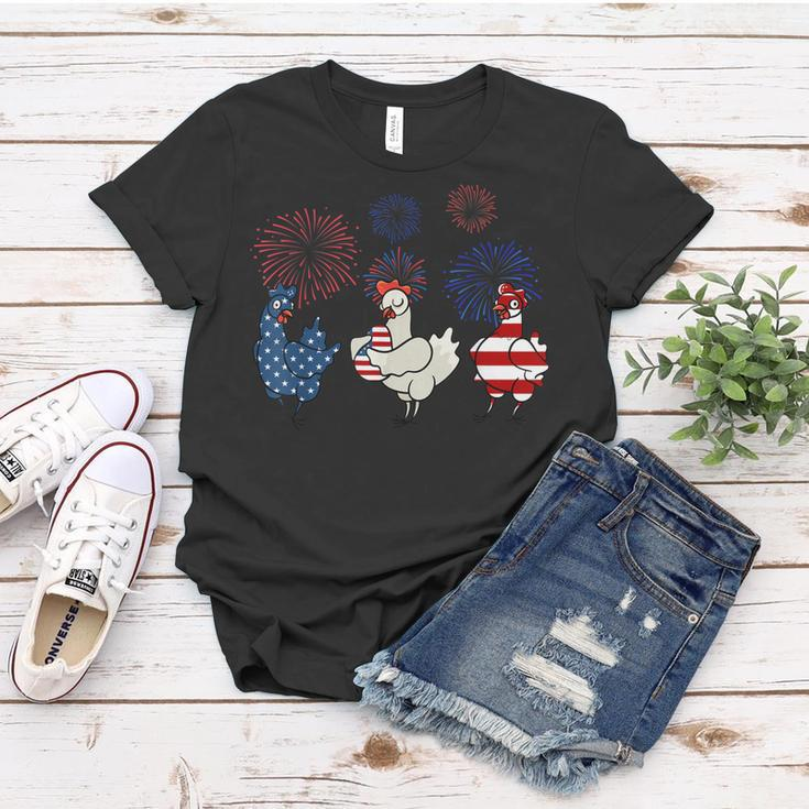 Usa Flag Chicken Fireworks Patriotic 4Th Of July Women T-shirt Unique Gifts