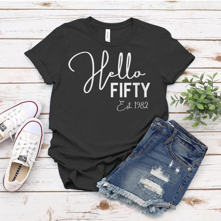 Womens 50Th Birthday Hello Fifty Hello 50 Est 1972 Women T-shirt Funny Gifts