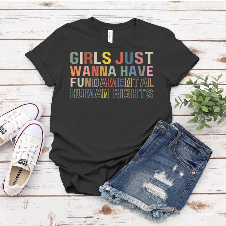 Womens Girls Just Wanna Have Fundamental Rights Feminism Womens Women T-shirt Unique Gifts