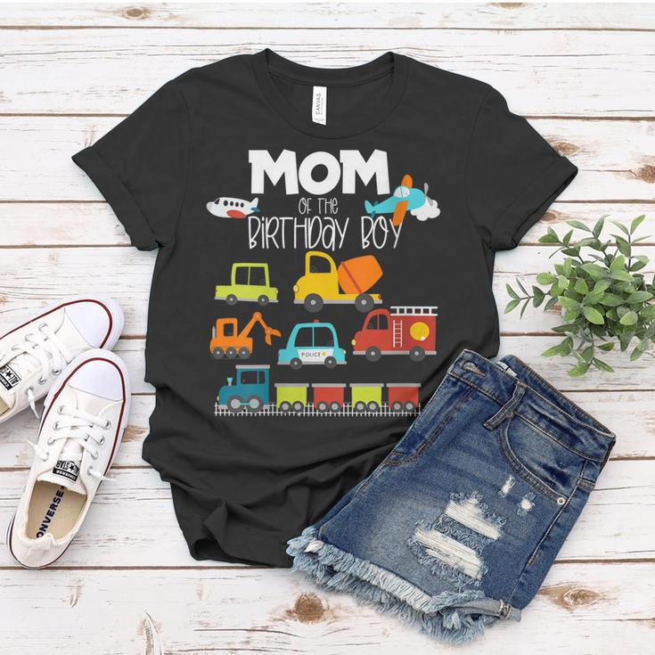 Womens Mom Of The Birthday Boy Family Matching Train Car Fire Truck Women T-shirt Funny Gifts
