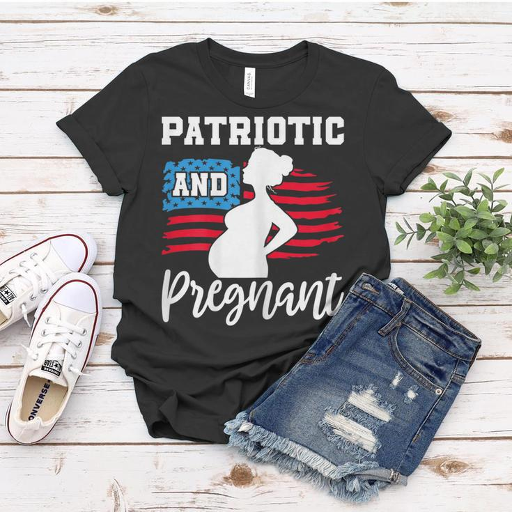 Womens Patriotic And Pregnant Baby Reveal 4Th Of July Pregnancy Women T-shirt Funny Gifts