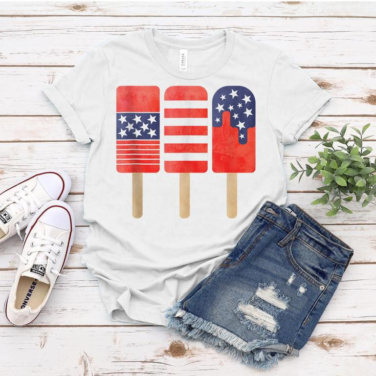 4Th Of July Popsicles Usa Flag Independence Day Patriotic Women T-shirt Funny Gifts