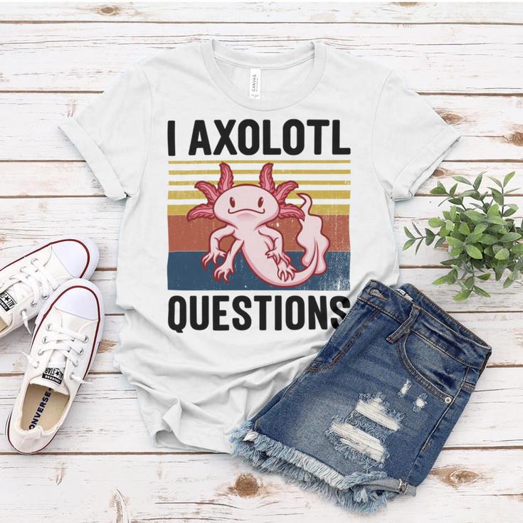 Axolotl Questions I Ask A Lot Of Questions Pun Vintage Women T-shirt Funny Gifts