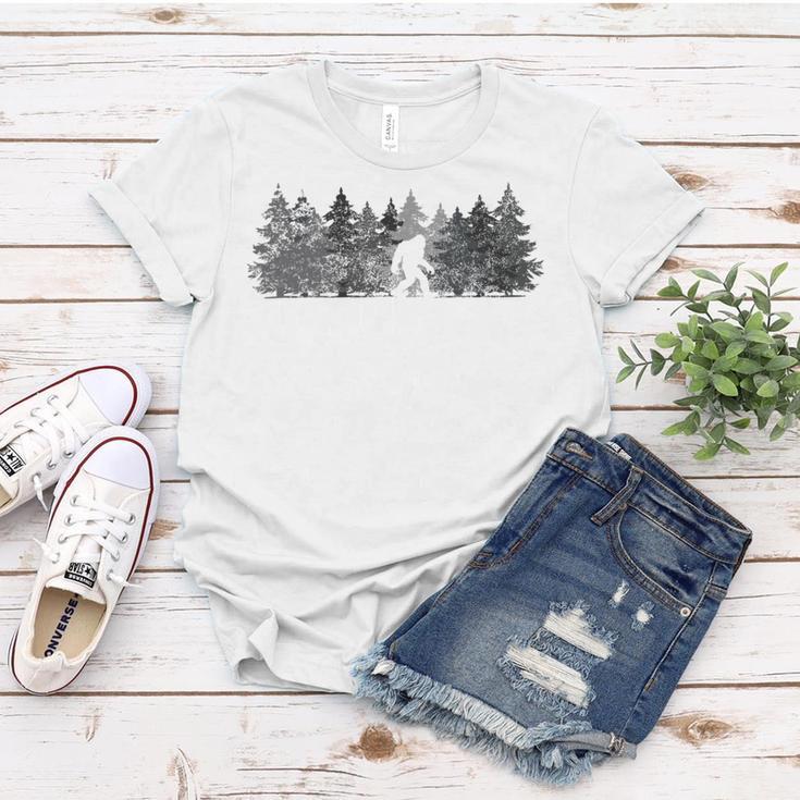 Bigfoot In The Forest Women T-shirt Funny Gifts