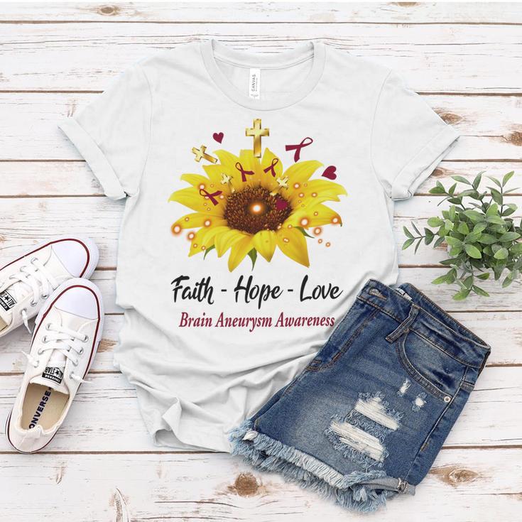 Brain Aneurysm Awareness Faith Hope Love Women T-shirt Funny Gifts