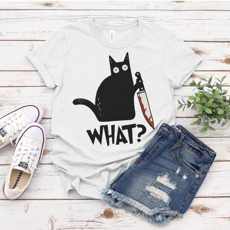 Cat What Murderous Black Cat With Knife Women T-shirt Funny Gifts